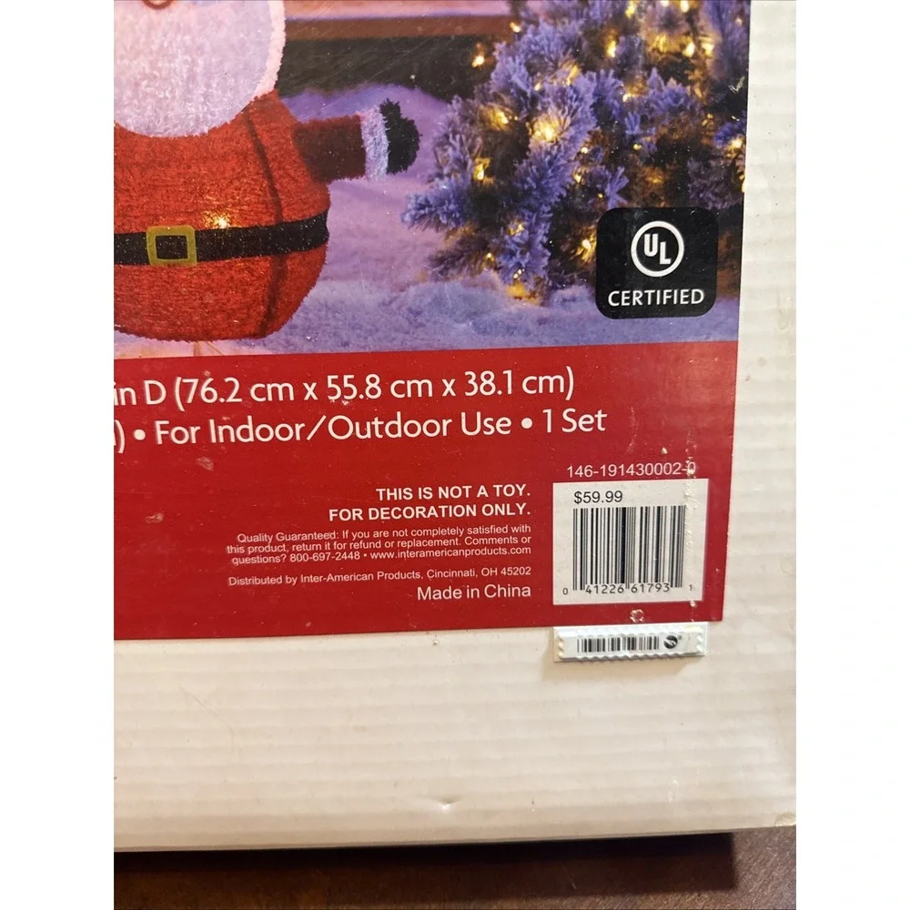 Holiday Home Lighted Christmas Santa Collapsible 30